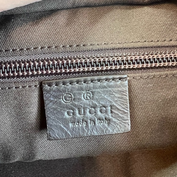 Gucci Brown & Black Tote w/GG Pattern Canvas/Leather & Dual Canvas Straps - Picture 6 of 13